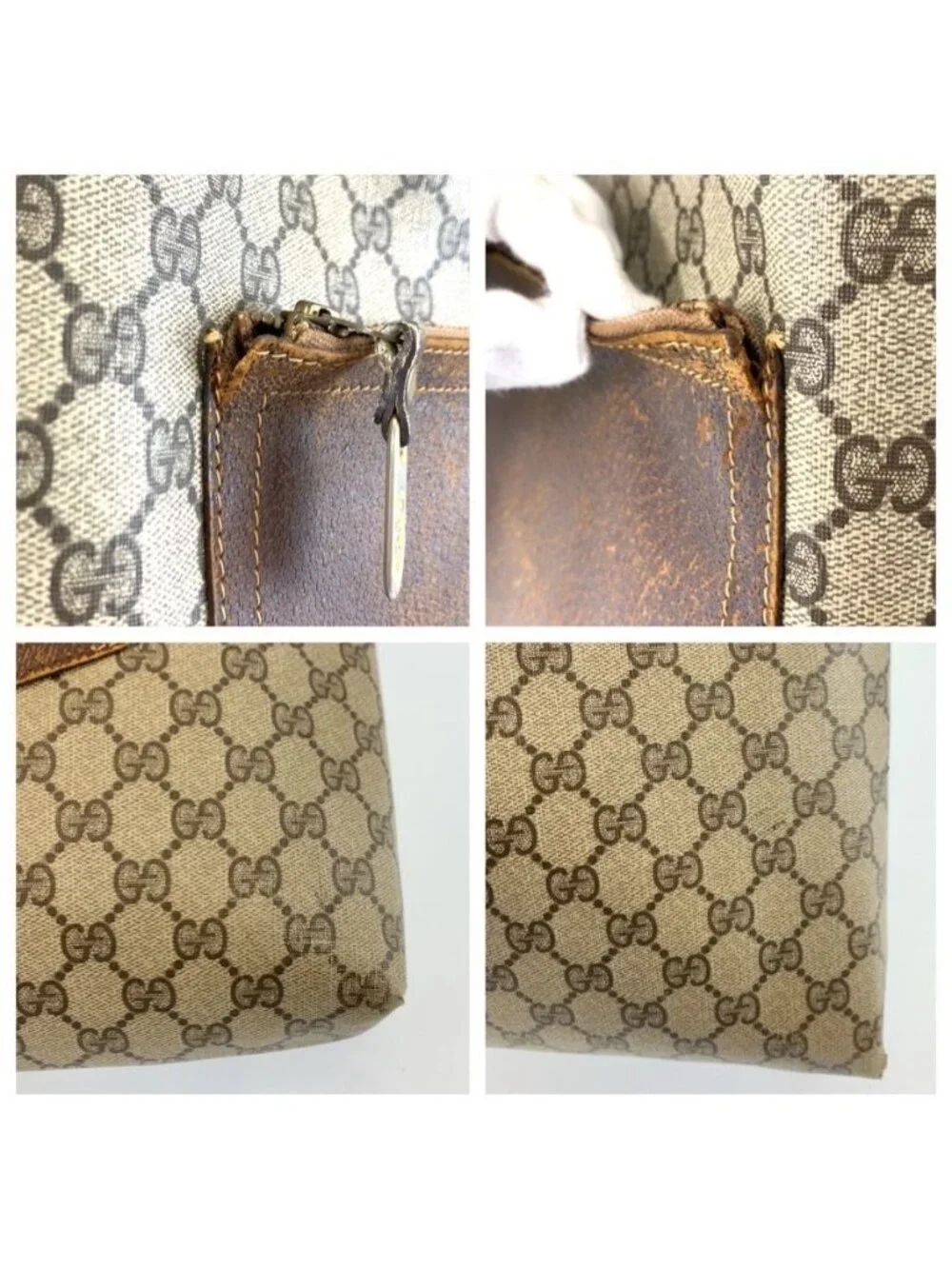 Gucci Sherry Line Beige Brown GG Supreme Canvas Tote